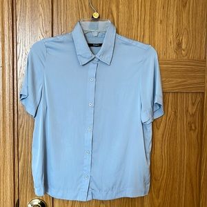 Quince Washable Stretch Silk Short Sleeve Blouse XS